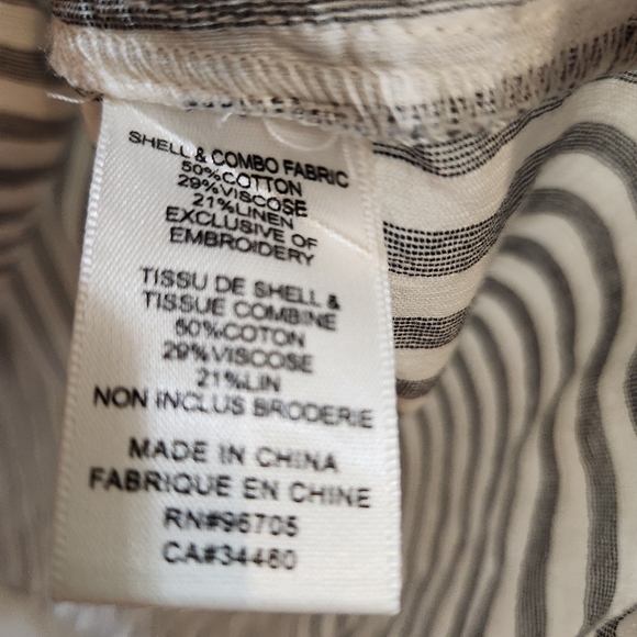 Rebecca Taylor Womens Gray Striped Ruffle V-Neck Sleeveless Blouse Top Size 2 - Picture 8 of 9